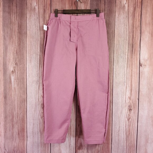 NWT Lintico Womens Large Linen Simple Button Fly Trousers HEIDI Raspberry Pink - Picture 3 of 16